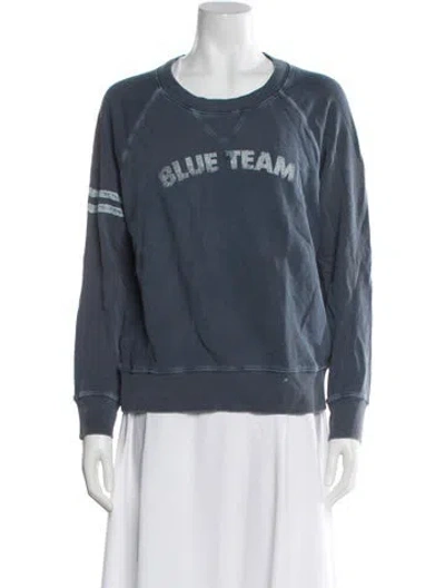 Pre-owned Mother Graphic Print Crew Neck Sweatshirt In Blue