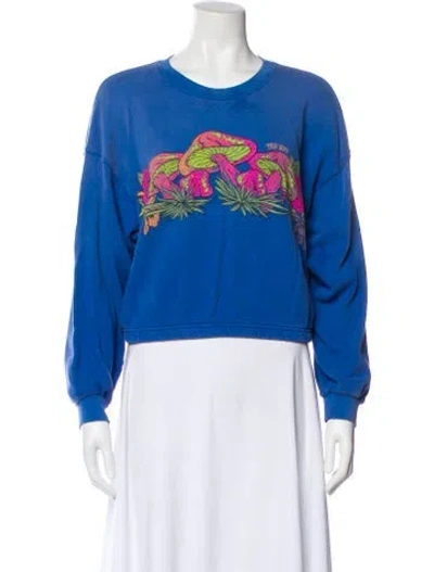 Pre-owned Mother Graphic Print Crew Neck Sweatshirt In Blue