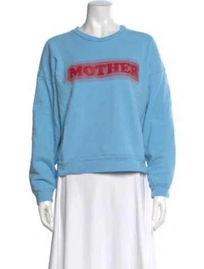 Pre-owned Mother Graphic Print Crew Neck Sweatshirt In Blue