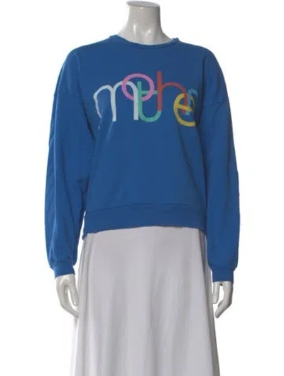 Pre-owned Mother Graphic Print Crew Neck Sweatshirt In Blue