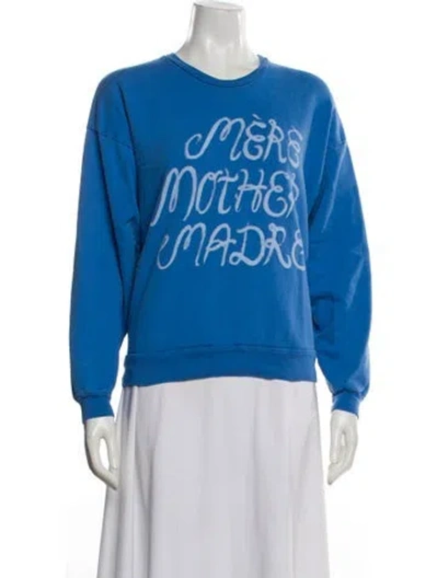 Pre-owned Mother Graphic Print Crew Neck Sweatshirt In Blue