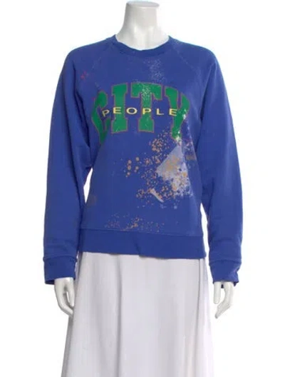 Pre-owned Mother Graphic Print Crew Neck Sweatshirt In Blue