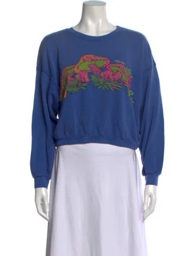 Pre-owned Mother Graphic Print Crew Neck Sweatshirt In Blue