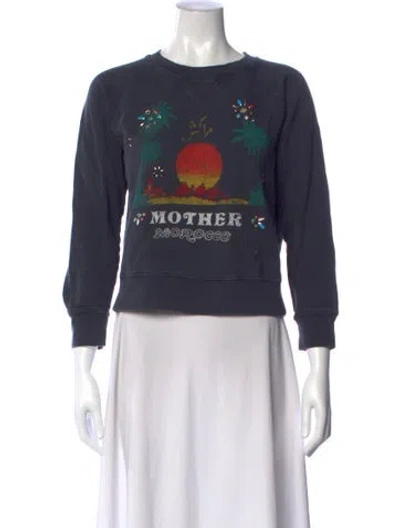 Pre-owned Mother Graphic Print Crew Neck Sweatshirt In Blue