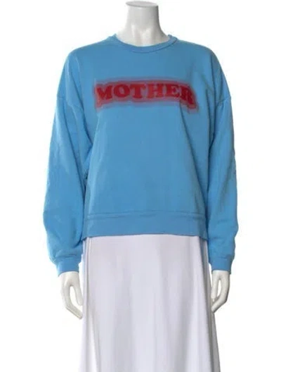 Pre-owned Mother Graphic Print Crew Neck Sweatshirt In Blue
