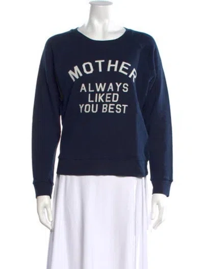 Pre-owned Mother Graphic Print Crew Neck Sweatshirt In Blue