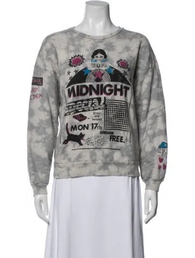 Pre-owned Mother Graphic Print Crew Neck Sweatshirt In Blue