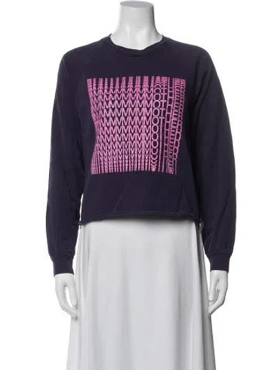 Pre-owned Mother Graphic Print Crew Neck Sweatshirt In Blue