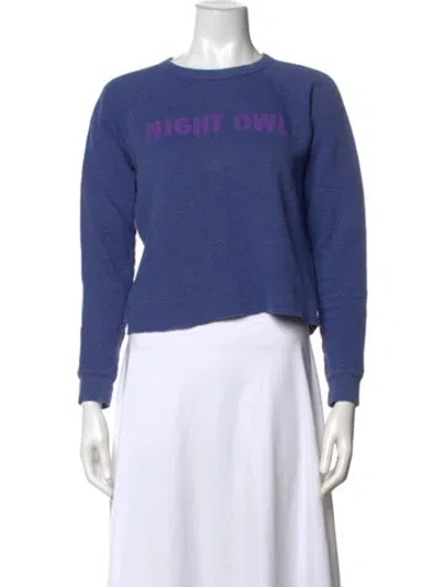 Pre-owned Mother Graphic Print Crew Neck Sweatshirt In Blue