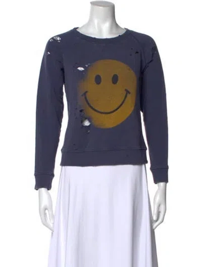 Pre-owned Mother Graphic Print Crew Neck Sweatshirt In Blue