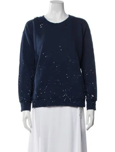 Pre-owned Mother Graphic Print Crew Neck Sweatshirt In Blue
