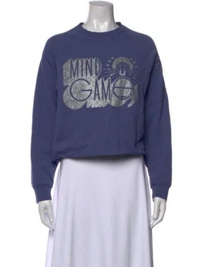 Pre-owned Mother Graphic Print Crew Neck Sweatshirt In Blue