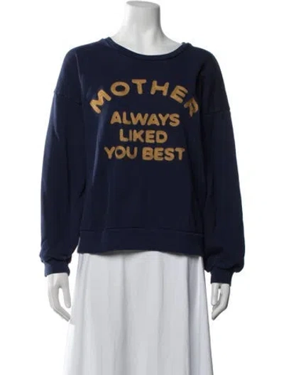 Pre-owned Mother Graphic Print Crew Neck Sweatshirt In Blue