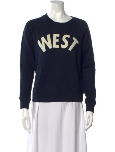 Pre-owned Mother Graphic Print Crew Neck Sweatshirt In Blue