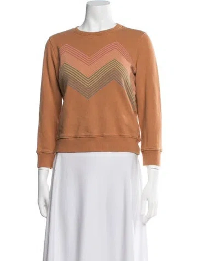 Pre-owned Mother Graphic Print Crew Neck Sweatshirt In Brown