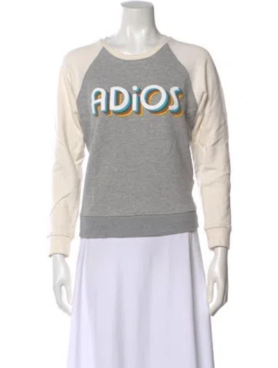 Pre-owned Mother Graphic Print Crew Neck Sweatshirt In Gray