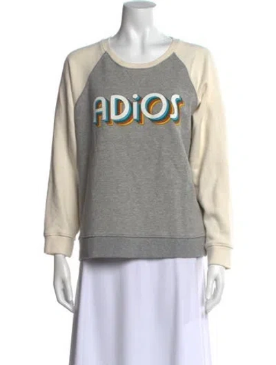 Pre-owned Mother Graphic Print Crew Neck Sweatshirt In Gray