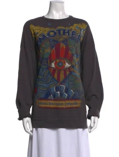 Pre-owned Mother Graphic Print Crew Neck Sweatshirt In Gray