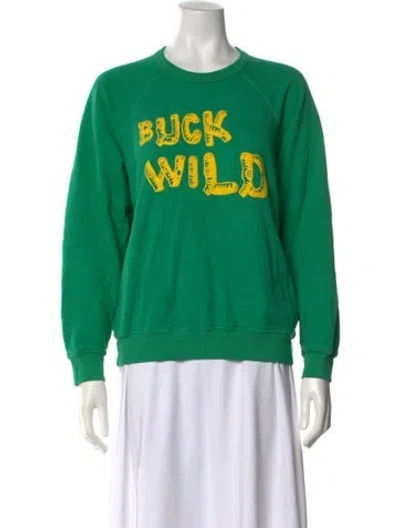 Pre-owned Mother Graphic Print Crew Neck Sweatshirt In Green