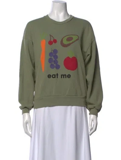 Pre-owned Mother Graphic Print Crew Neck Sweatshirt In Green