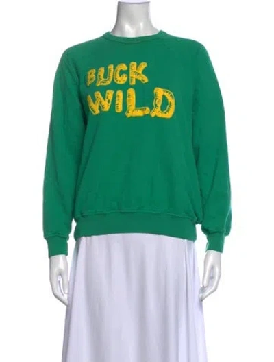 Pre-owned Mother Graphic Print Crew Neck Sweatshirt In Green
