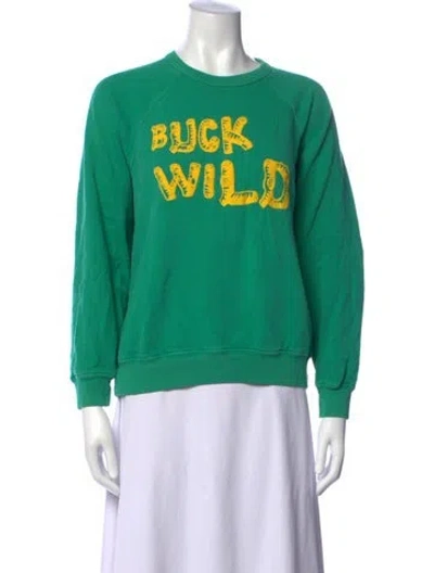 Pre-owned Mother Graphic Print Crew Neck Sweatshirt In Green