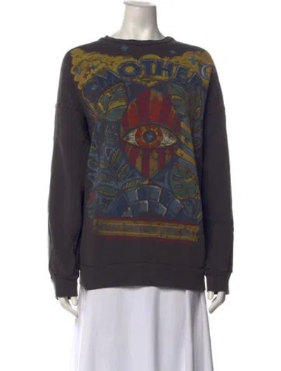Pre-owned Mother Graphic Print Crew Neck Sweatshirt In Grey