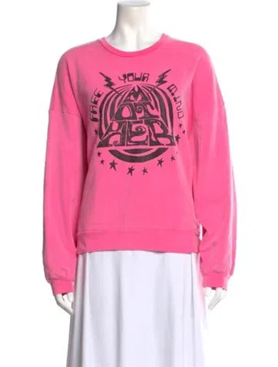 Pre-owned Mother Graphic Print Crew Neck Sweatshirt In Pink
