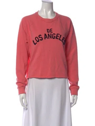 Pre-owned Mother Graphic Print Crew Neck Sweatshirt In Pink