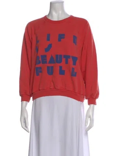 Pre-owned Mother Graphic Print Crew Neck Sweatshirt In Red