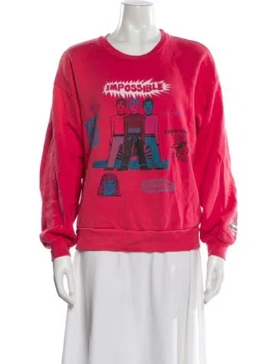 Pre-owned Mother Graphic Print Crew Neck Sweatshirt In Red