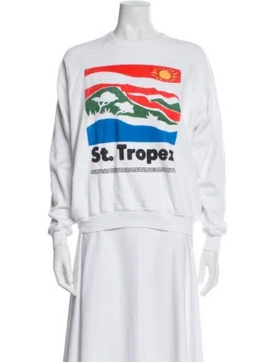 Pre-owned Mother Graphic Print Crew Neck Sweatshirt In White