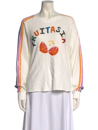 Pre-owned Mother Graphic Print Crew Neck Sweatshirt In White