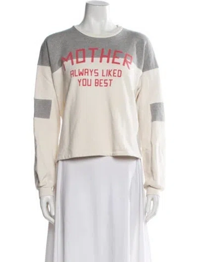 Pre-owned Mother Graphic Print Crew Neck Sweatshirt In White