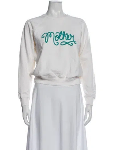 Pre-owned Mother Graphic Print Crew Neck Sweatshirt In White