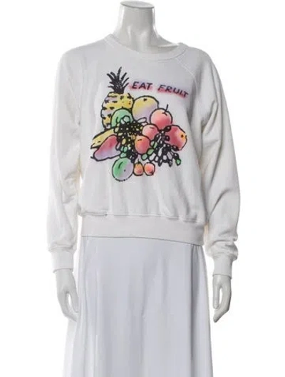 Pre-owned Mother Graphic Print Crew Neck Sweatshirt In White