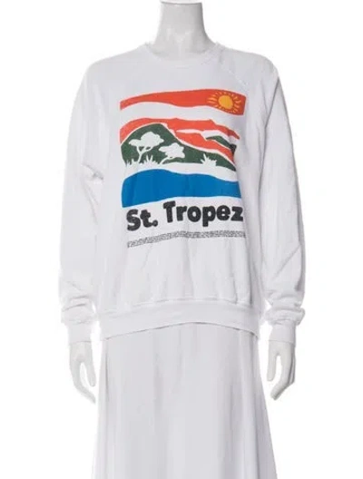 Pre-owned Mother Graphic Print Crew Neck Sweatshirt In White
