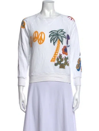 Pre-owned Mother Graphic Print Crew Neck Sweatshirt In White