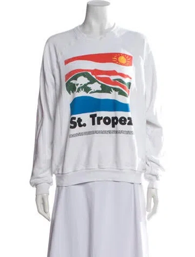 Pre-owned Mother Graphic Print Crew Neck Sweatshirt In White