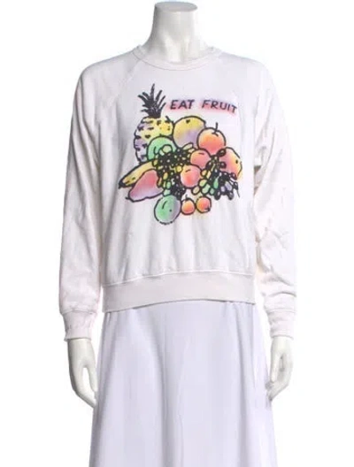 Pre-owned Mother Graphic Print Crew Neck Sweatshirt In White