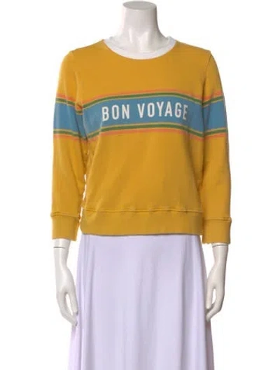 Pre-owned Mother Graphic Print Crew Neck Sweatshirt In Yellow