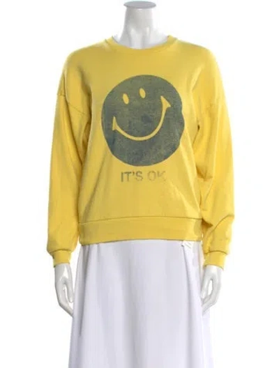 Pre-owned Mother Graphic Print Crew Neck Sweatshirt In Yellow