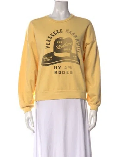 Pre-owned Mother Graphic Print Crew Neck Sweatshirt In Yellow
