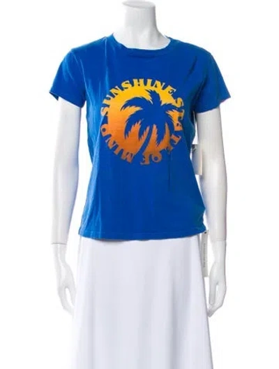 Pre-owned Mother Graphic Print Crew Neck T-shirt In Blue