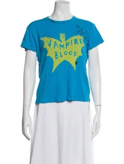 Pre-owned Mother Graphic Print Crew Neck T-shirt In Blue