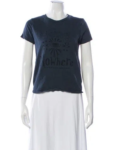 Pre-owned Mother Graphic Print Crew Neck T-shirt In Blue