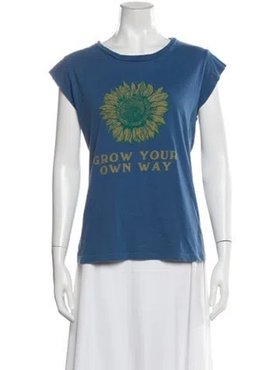 Pre-owned Mother Graphic Print Crew Neck T-shirt In Blue