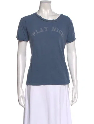 Pre-owned Mother Graphic Print Crew Neck T-shirt In Blue