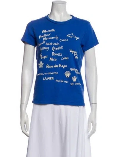 Pre-owned Mother Graphic Print Crew Neck T-shirt In Blue