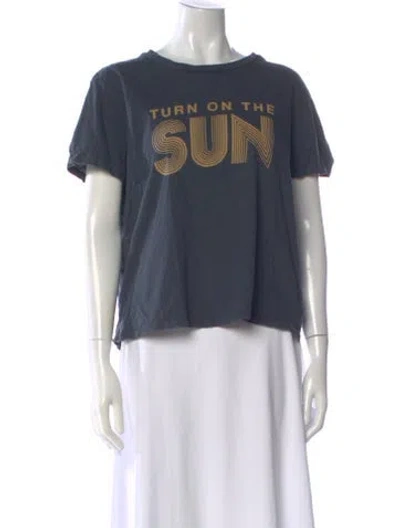 Pre-owned Mother Graphic Print Crew Neck T-shirt In Blue